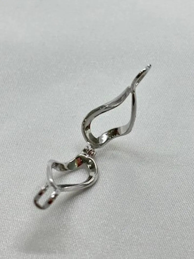 Sterling Silver Gemstone Cage Pendant • Regular Twist • Fits 8mm Gem • White Gold Plated
