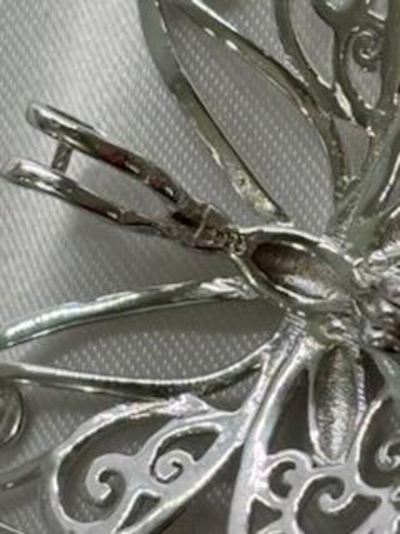 Sterling Silver Gemstone Cage Pendant • Butterfly Design • Fits 8mm Gem • Interchangeable Necklace • White Gold Plated