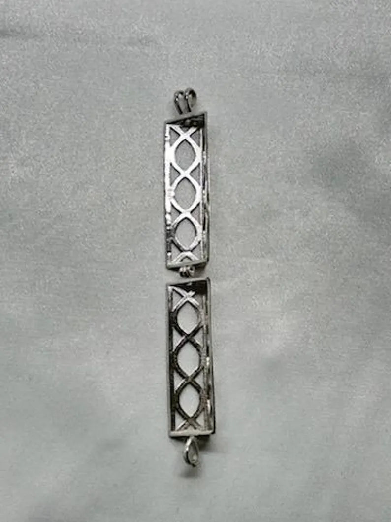 Sterling Silver Gemstone Cage Pendant • Heavy Lantern • Fits 8mm (or 5 pcs 6mm) Gem • White Gold Plated