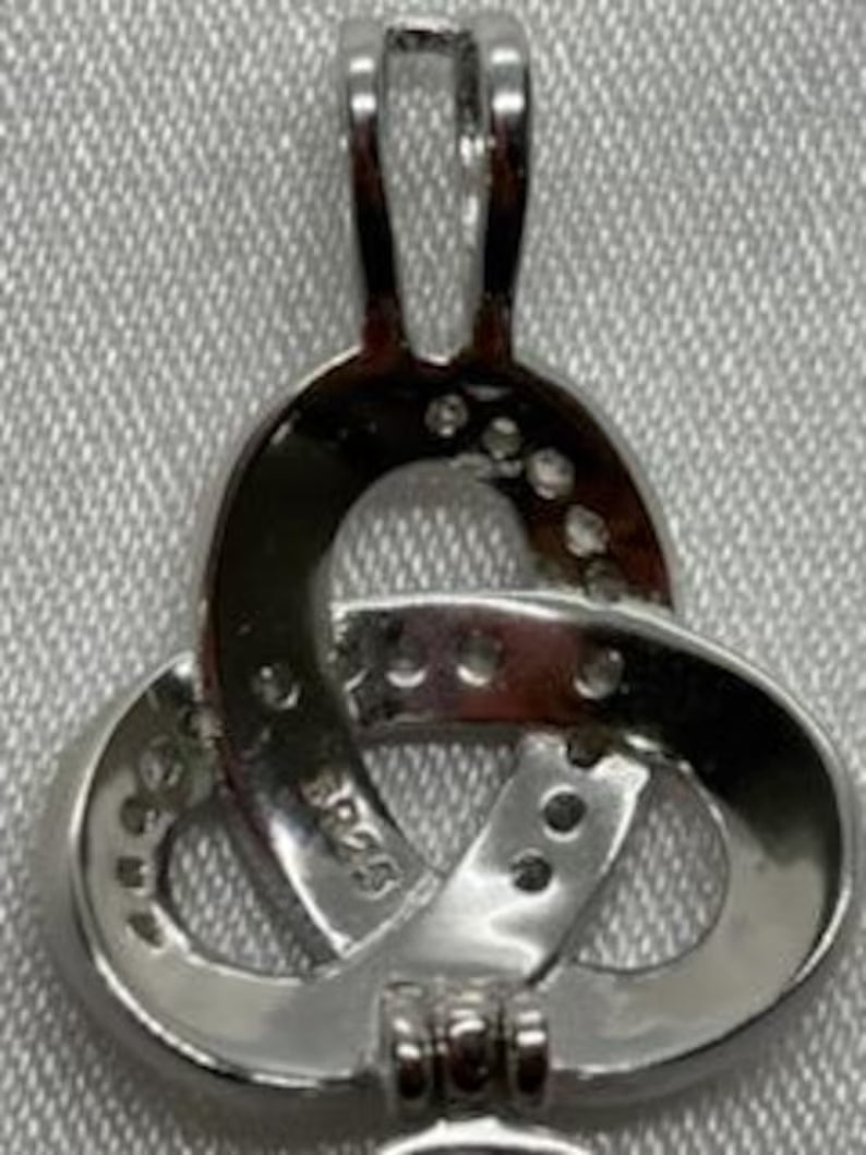 Sterling Silver Gemstone Cage Pendant • Triple Knot • Fits 8mm Gem • Interchangeable Necklace • White Gold Plated