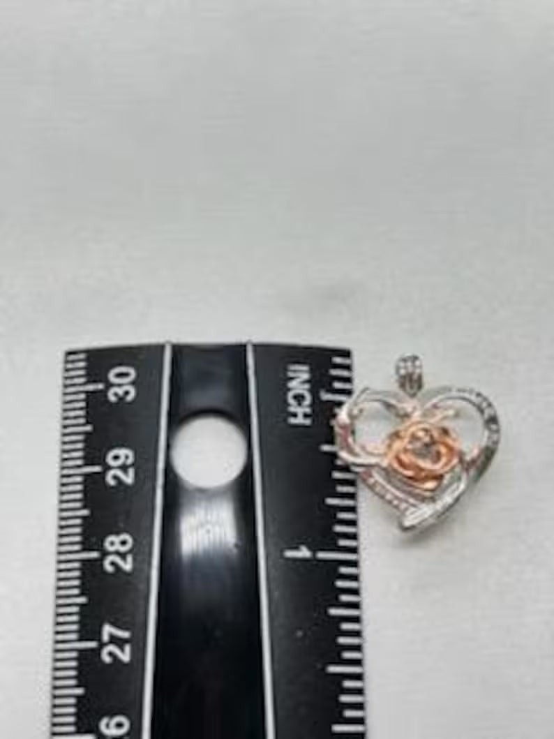 Romantic Cage Pendant Gift •'I Love You Forever' Rose Gold Rose on Sterling Silver (White Gold Plated)• Fits 6mm Gem • With Gemstone Options