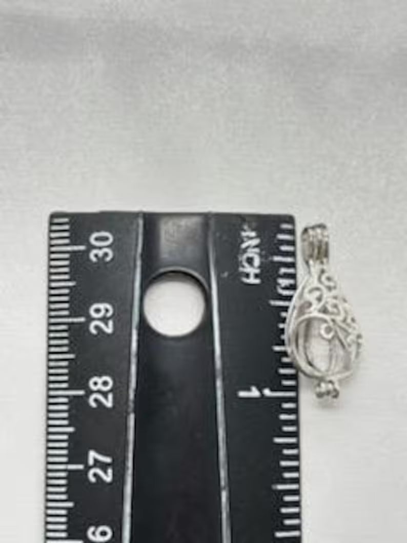 Sterling Silver Gemstone Cage Pendant • Flowing Waterdrop • Fits 8mm Gem • White Gold Plated
