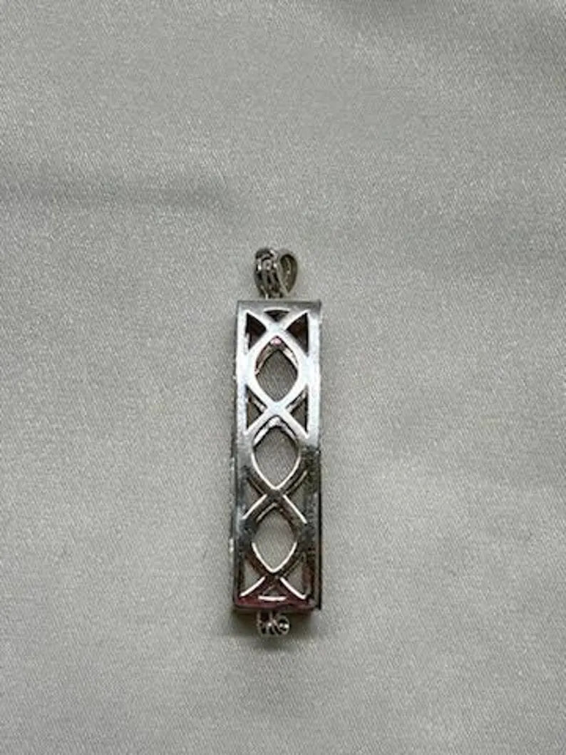 Sterling Silver Gemstone Cage Pendant • Heavy Lantern • Fits 8mm (or 5 pcs 6mm) Gem • White Gold Plated