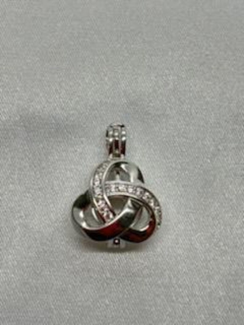 Sterling Silver Gemstone Cage Pendant • Triple Knot • Fits 8mm Gem • Interchangeable Necklace • White Gold Plated