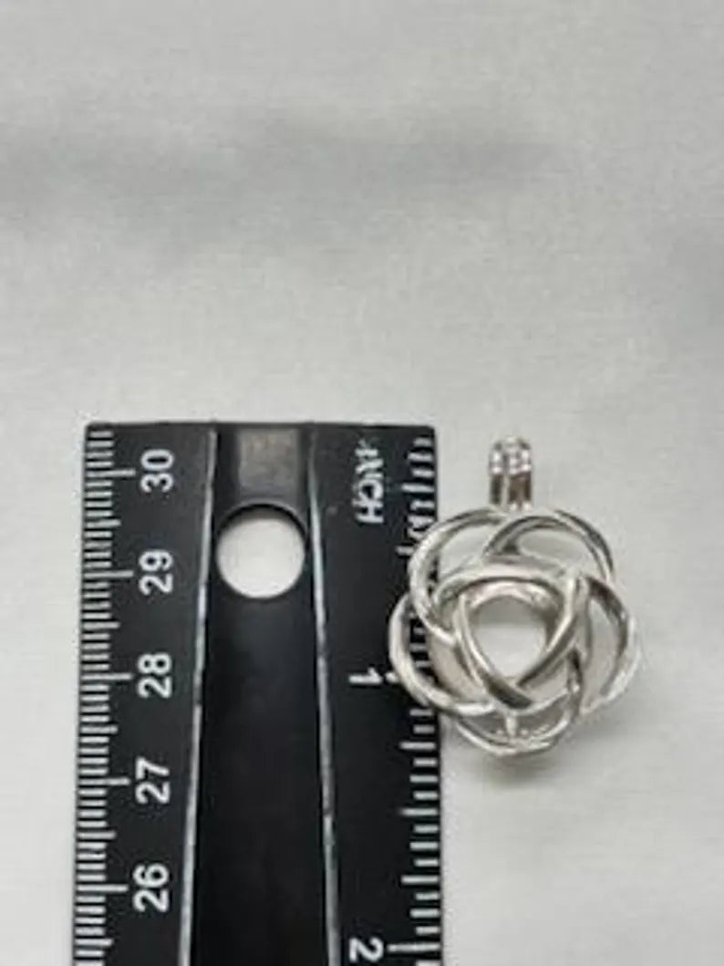 Sterling Silver Gemstone Cage Pendant • Large Flower • Fits 14mm Gem • White Gold Plated