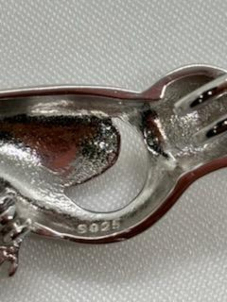 Sterling Silver Gemstone Cage Pendant • Precious Hummingbird • Fits 8mm Gem • White Gold Plated
