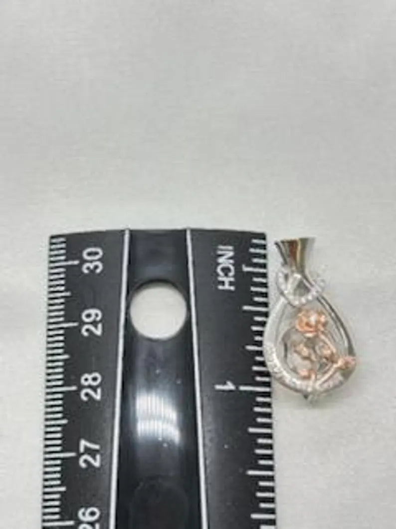 Romantic Cage Pendant Gift • 'Always in my Heart' Rose Gold CZ Blooms in Vase • Sterling Silver (White Gold Plated) • With Gemstone Options