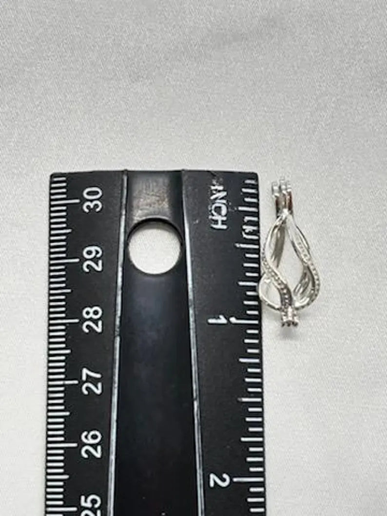 Sterling Silver Gemstone Cage Pendant • Regular Twist • Fits 8mm Gem • White Gold Plated