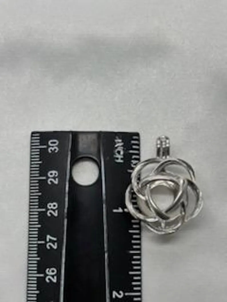 Sterling Silver Gemstone Cage Pendant • Large Flower • Fits 14mm Gem • White Gold Plated