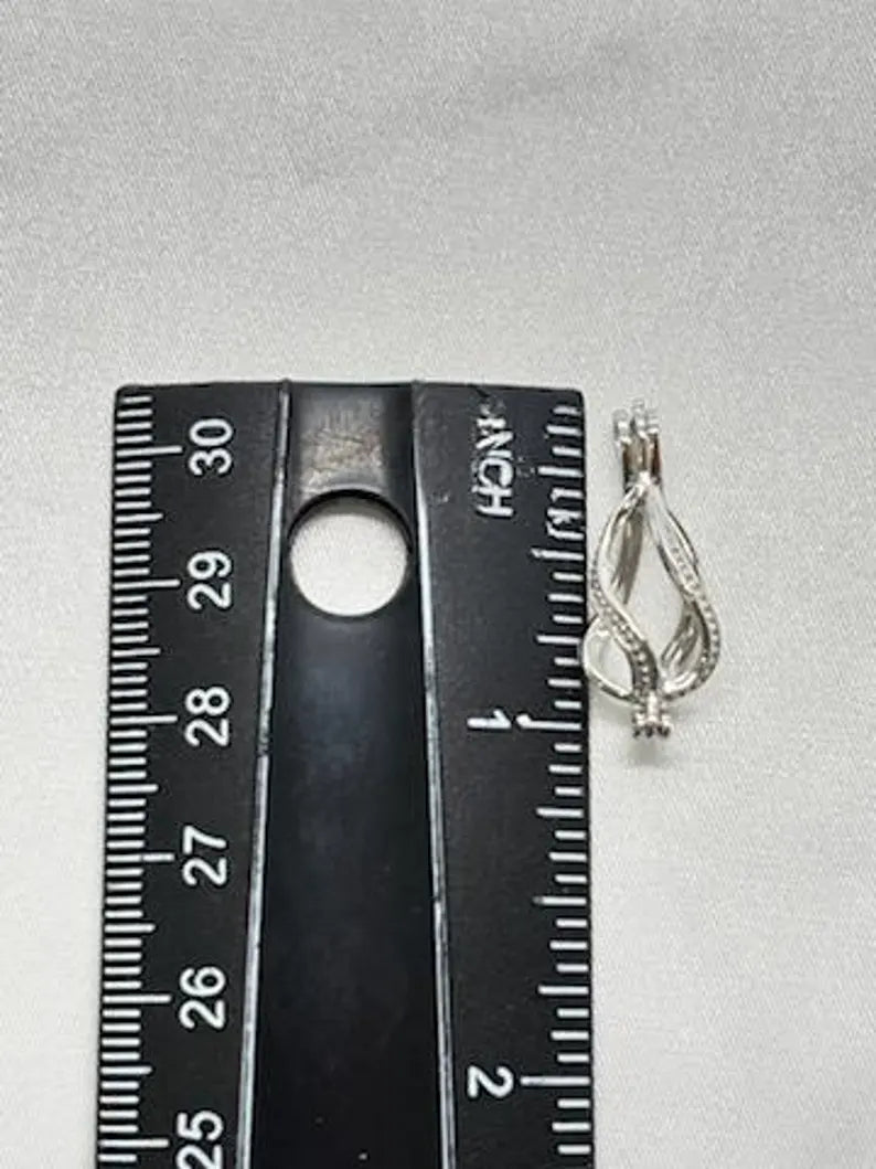 Sterling Silver Gemstone Cage Pendant • Regular Twist • Fits 8mm Gem • White Gold Plated