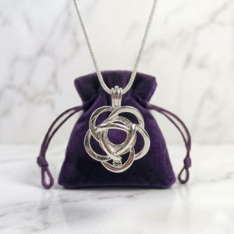 Sterling Silver Gemstone Cage Pendant • Flower Design • Fits 8mm Gem • White Gold Plated