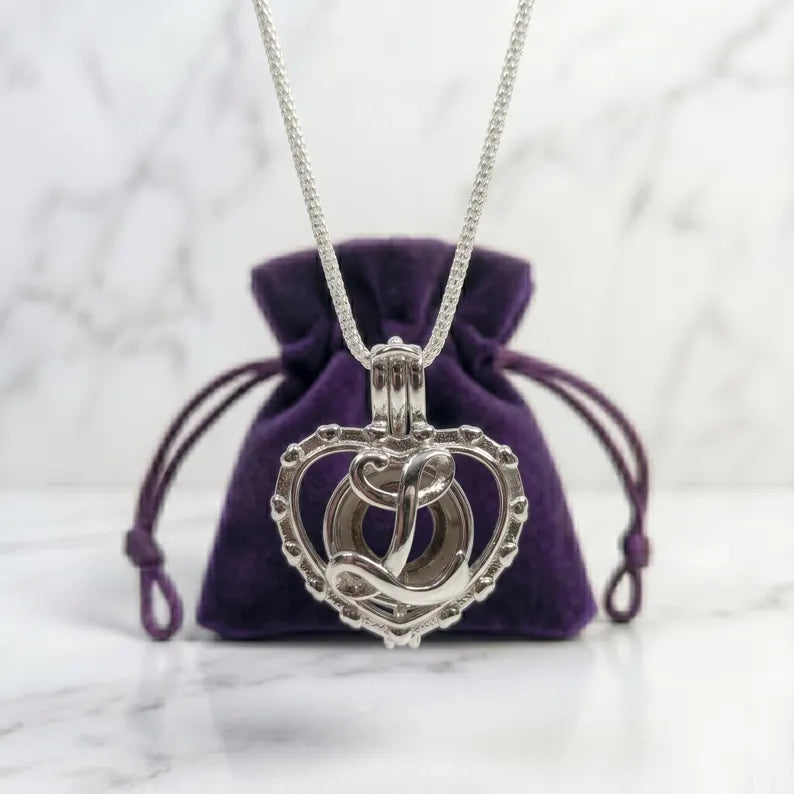 Sterling Silver Gemstone Cage Pendant • Letter L • 925 Crystal Holder • Birthstone Pendant • Fits 8mm (or 3 pcs 5mm) • White Gold Plated