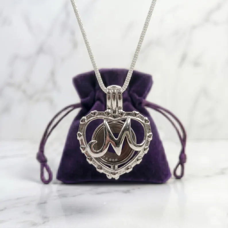 Sterling Silver Gemstone Cage Pendant • Letter M • 925 Crystal Holder • Birthstone Pendant • Fits 8mm (or 3 pcs 5mm) • White Gold Plated