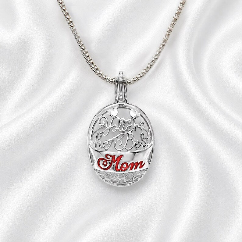 Sterling Silver Best Mom Ever Gem Cage Pendant Necklace • 925 Silver Birthstone Cage • Mother's Day Gift for Mom • Keepsake Jewelry