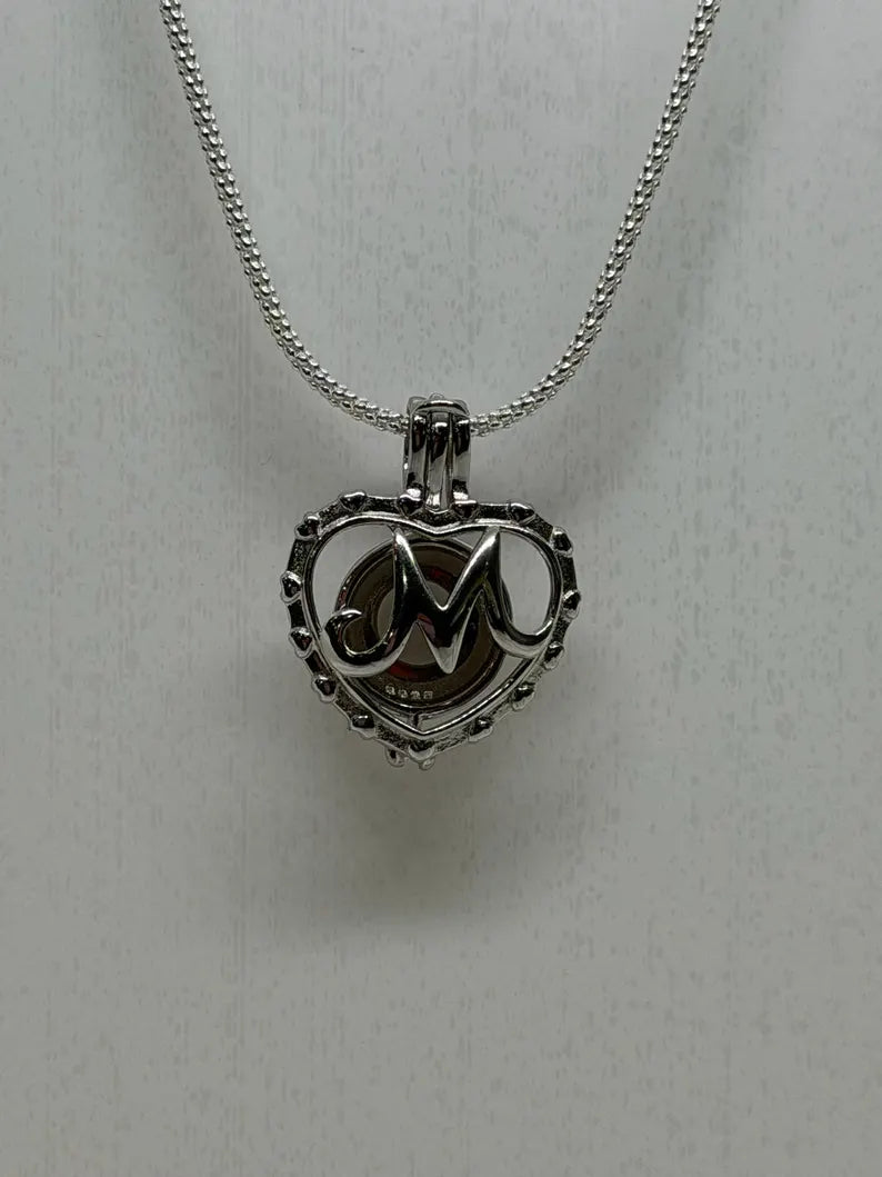 Sterling Silver Gemstone Cage Pendant • Letter M • 925 Crystal Holder • Birthstone Pendant • Fits 8mm (or 3 pcs 5mm) • White Gold Plated