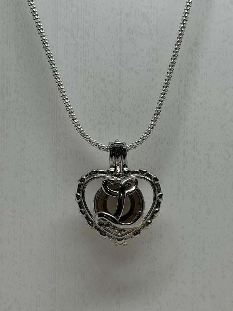Sterling Silver Gemstone Cage Pendant • Letter L • 925 Crystal Holder • Birthstone Pendant • Fits 8mm (or 3 pcs 5mm) • White Gold Plated