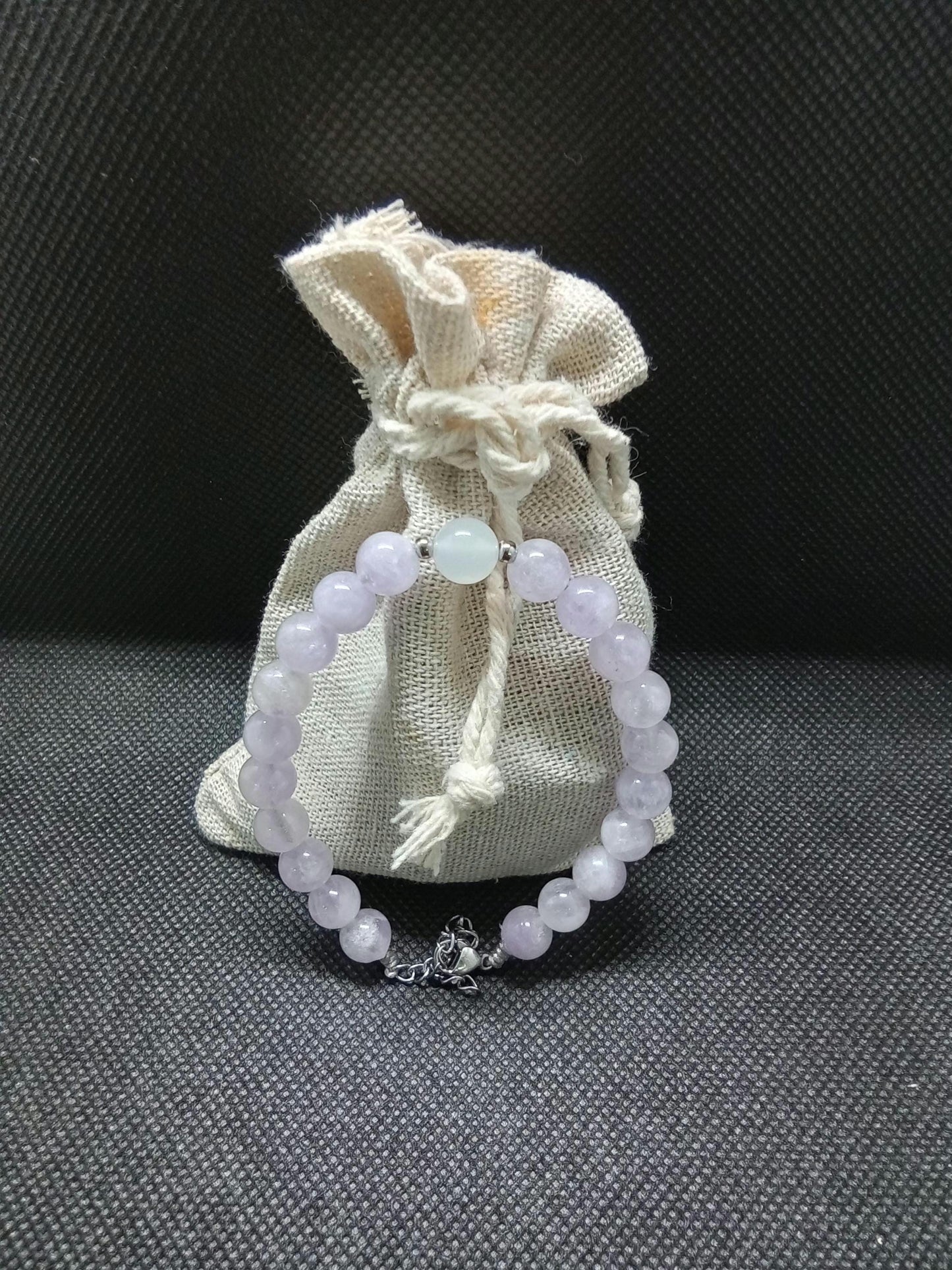 Anxiety Banger Bracelet / Anklet • Lavender Quartz + White Chalcedony • Calming Gemstone Jewelry • Adjustable Lobster Clasp • Formula GB-402