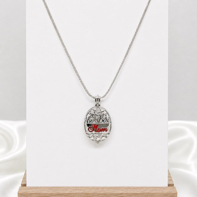 Sterling Silver Best Mom Ever Gem Cage Pendant Necklace • 925 Silver Birthstone Cage • Mother's Day Gift for Mom • Keepsake Jewelry