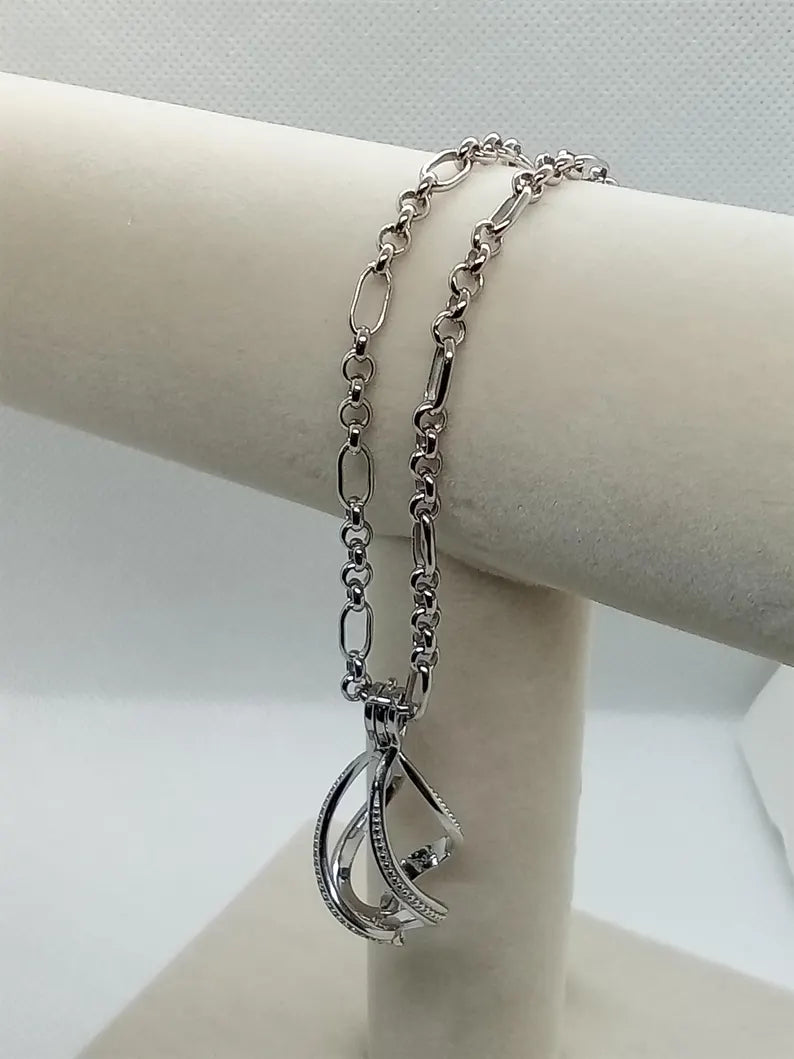 Sterling Silver Gemstone Cage Pendant • Large Twist Design • Interchangeable Necklace • Fits 14mm Gem • Yellow Gold Plated