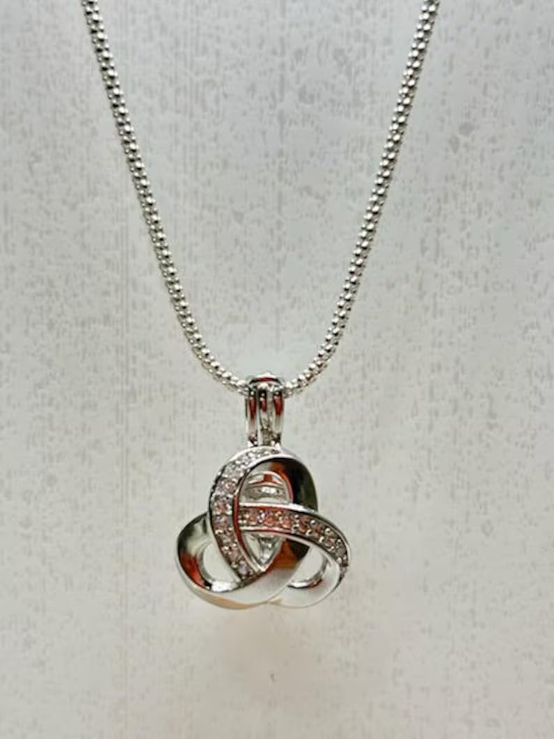 Sterling Silver Gemstone Cage Pendant • Triple Knot • Fits 8mm Gem • Interchangeable Necklace • White Gold Plated