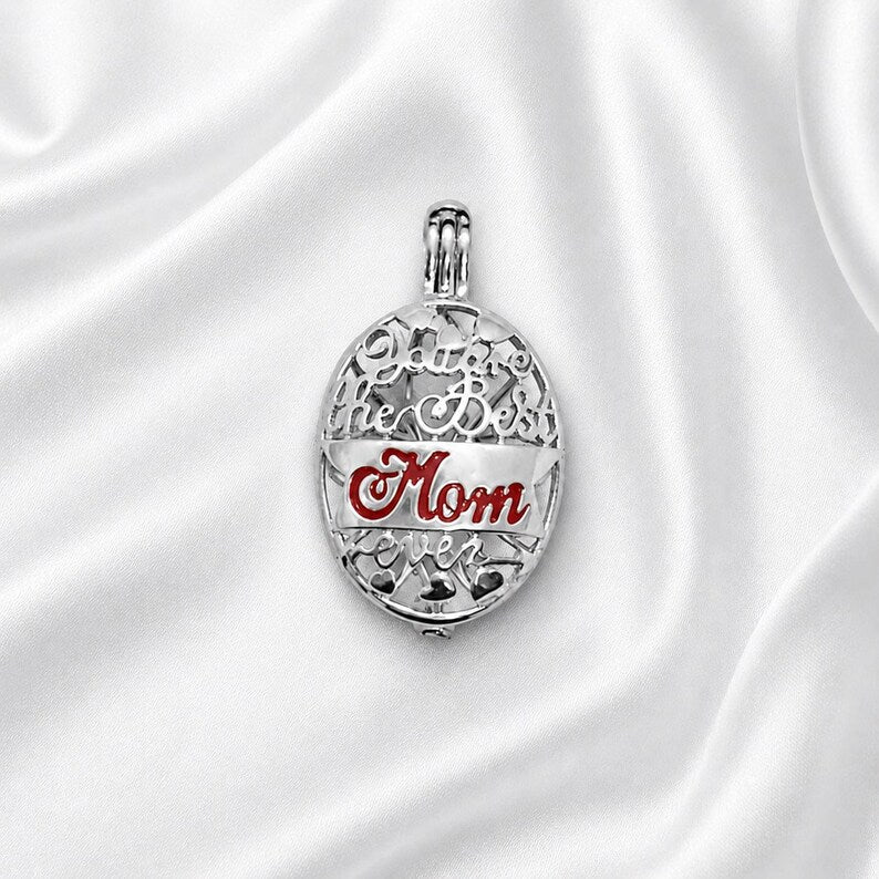 Sterling Silver Best Mom Ever Gem Cage Pendant Necklace • 925 Silver Birthstone Cage • Mother's Day Gift for Mom • Keepsake Jewelry