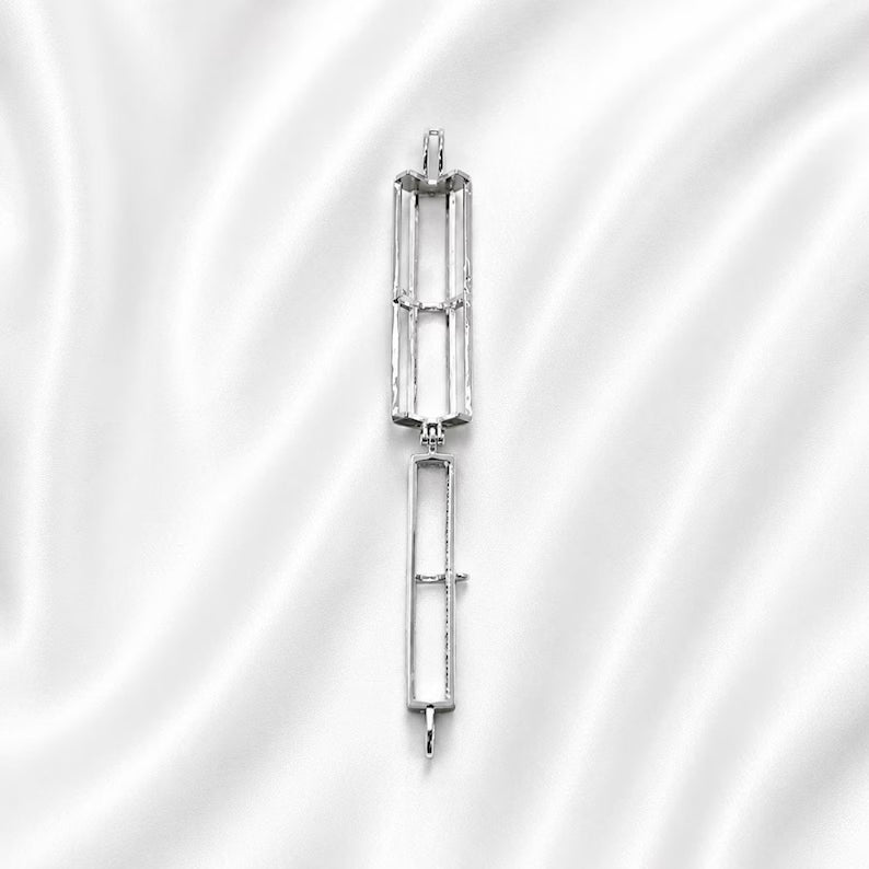 Sterling Silver Gemstone Cage Pendant • Parakeet's Home • Fits up to 8mm Gems • Interchangeable Necklace • White Gold Plated