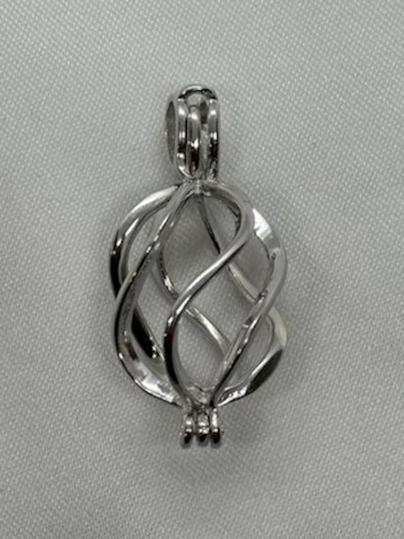 Sterling Silver Gemstone Cage Pendant • Classic Twist • Fits 10mm Gem • Interchangeable Necklace • White Gold Plated