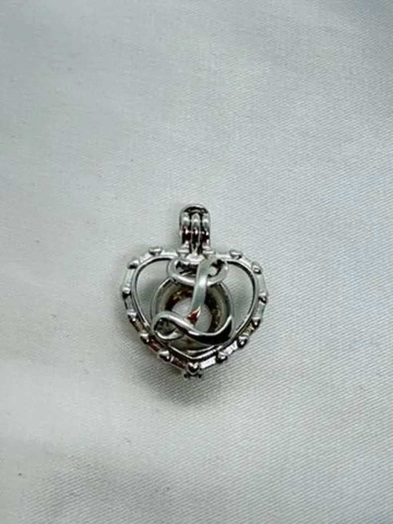 Sterling Silver Gemstone Cage Pendant • Letter L • 925 Crystal Holder • Birthstone Pendant • Fits 8mm (or 3 pcs 5mm) • White Gold Plated