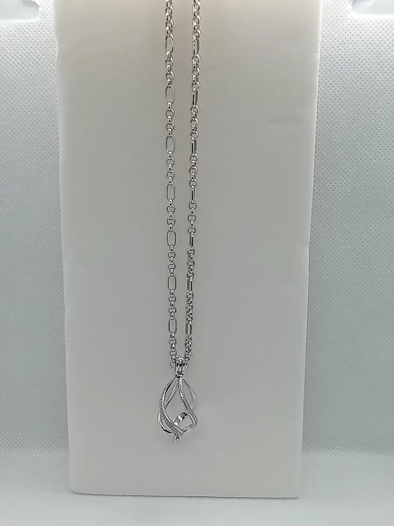 Sterling Silver Gemstone Cage Pendant • Large Twist Design • Interchangeable Necklace • Fits 14mm Gem • Yellow Gold Plated