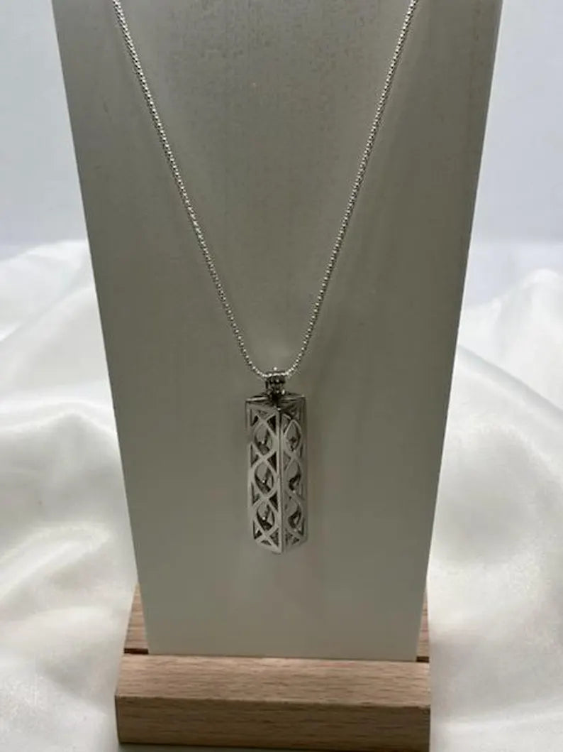 Sterling Silver Gemstone Cage Pendant • Heavy Lantern • Fits 8mm (or 5 pcs 6mm) Gem • White Gold Plated