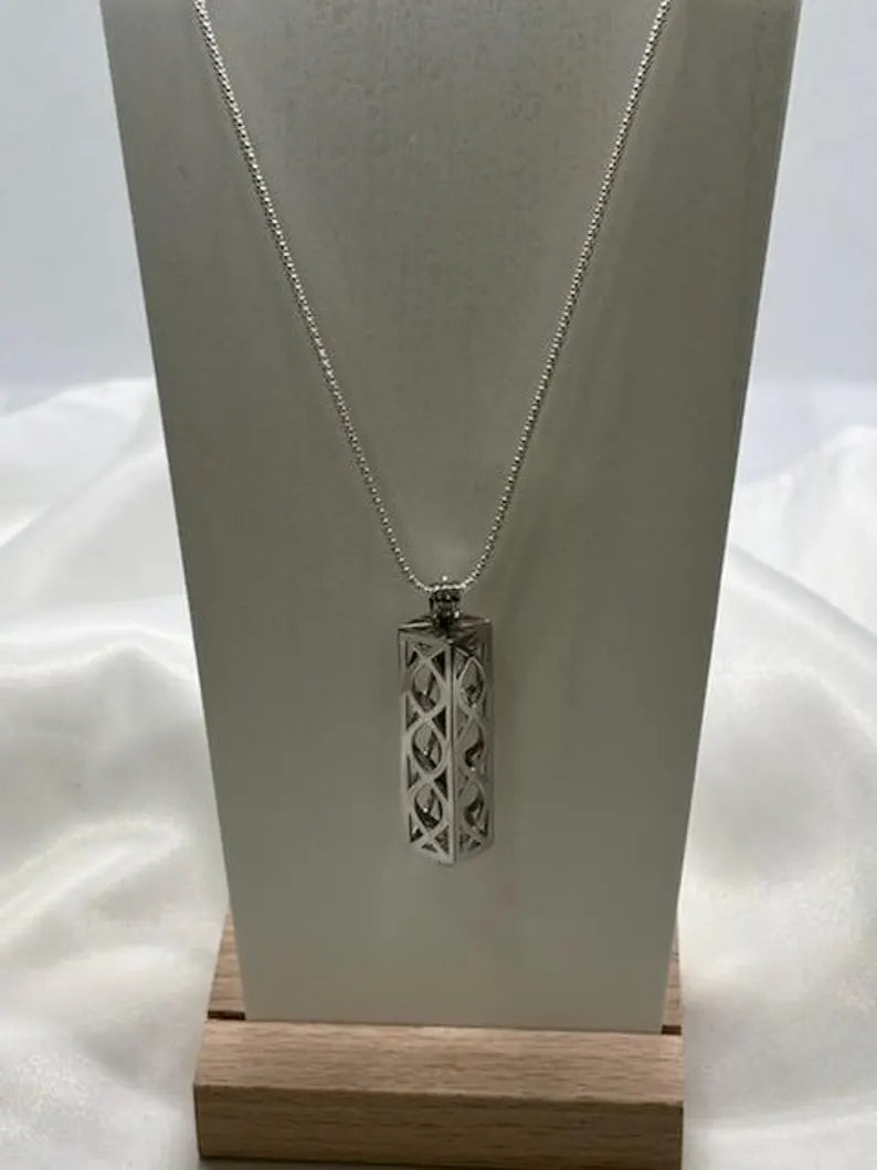 Sterling Silver Gemstone Cage Pendant • Heavy Lantern • Fits 8mm (or 5 pcs 6mm) Gem • White Gold Plated
