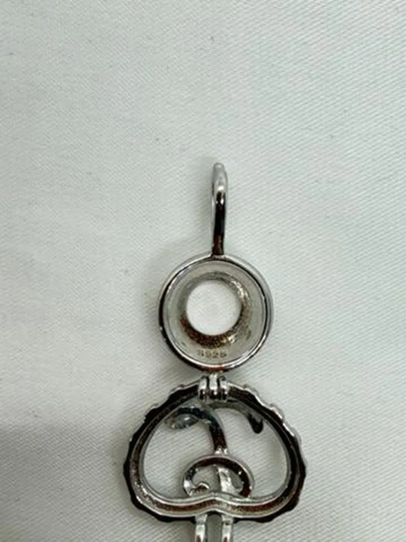 Sterling Silver Gemstone Cage Pendant • Letter L • 925 Crystal Holder • Birthstone Pendant • Fits 8mm (or 3 pcs 5mm) • White Gold Plated
