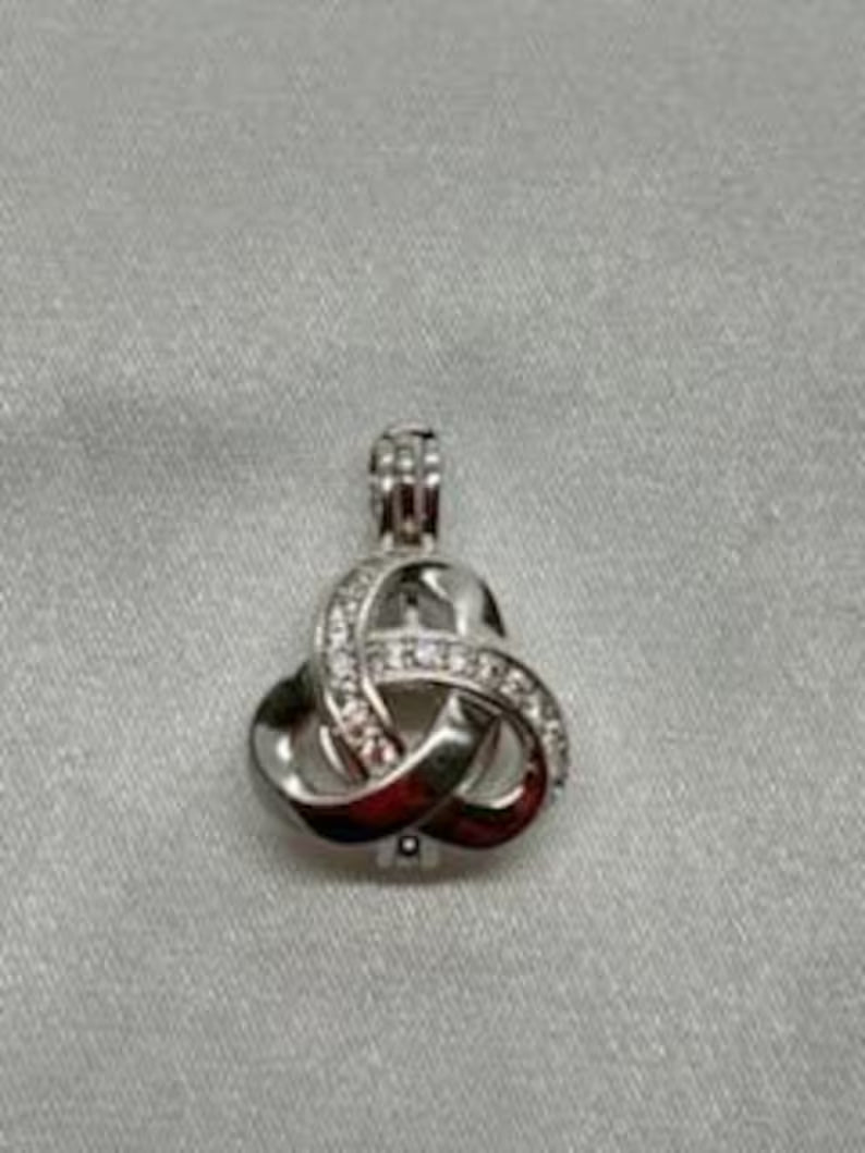 Sterling Silver Gemstone Cage Pendant • Triple Knot • Fits 8mm Gem • Interchangeable Necklace • White Gold Plated