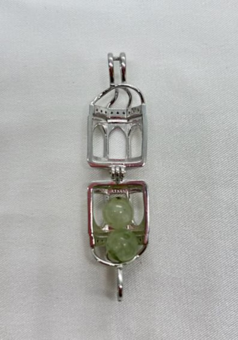 Sterling Silver Gemstone Cage Pendant • Rotunda Design • Fits 8mm Gem (or 2 pcs 6mm) • White Gold Plated