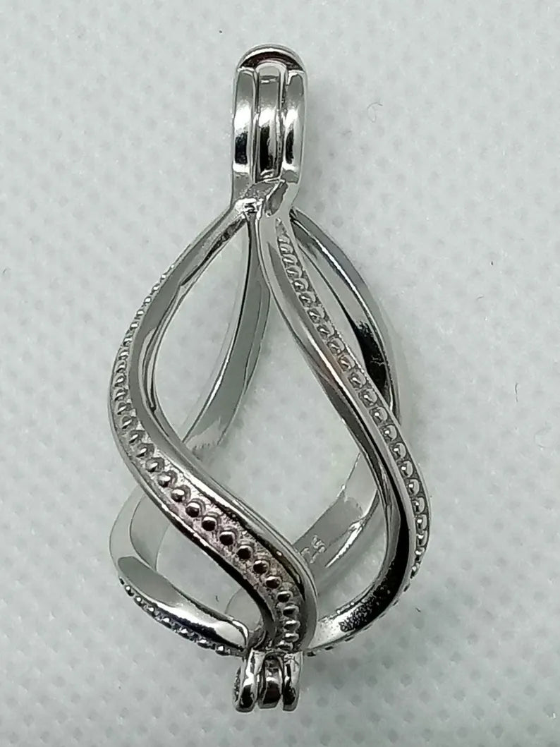 Sterling Silver Gemstone Cage Pendant • Large Twist Design • Interchangeable Necklace • Fits 14mm Gem • Yellow Gold Plated