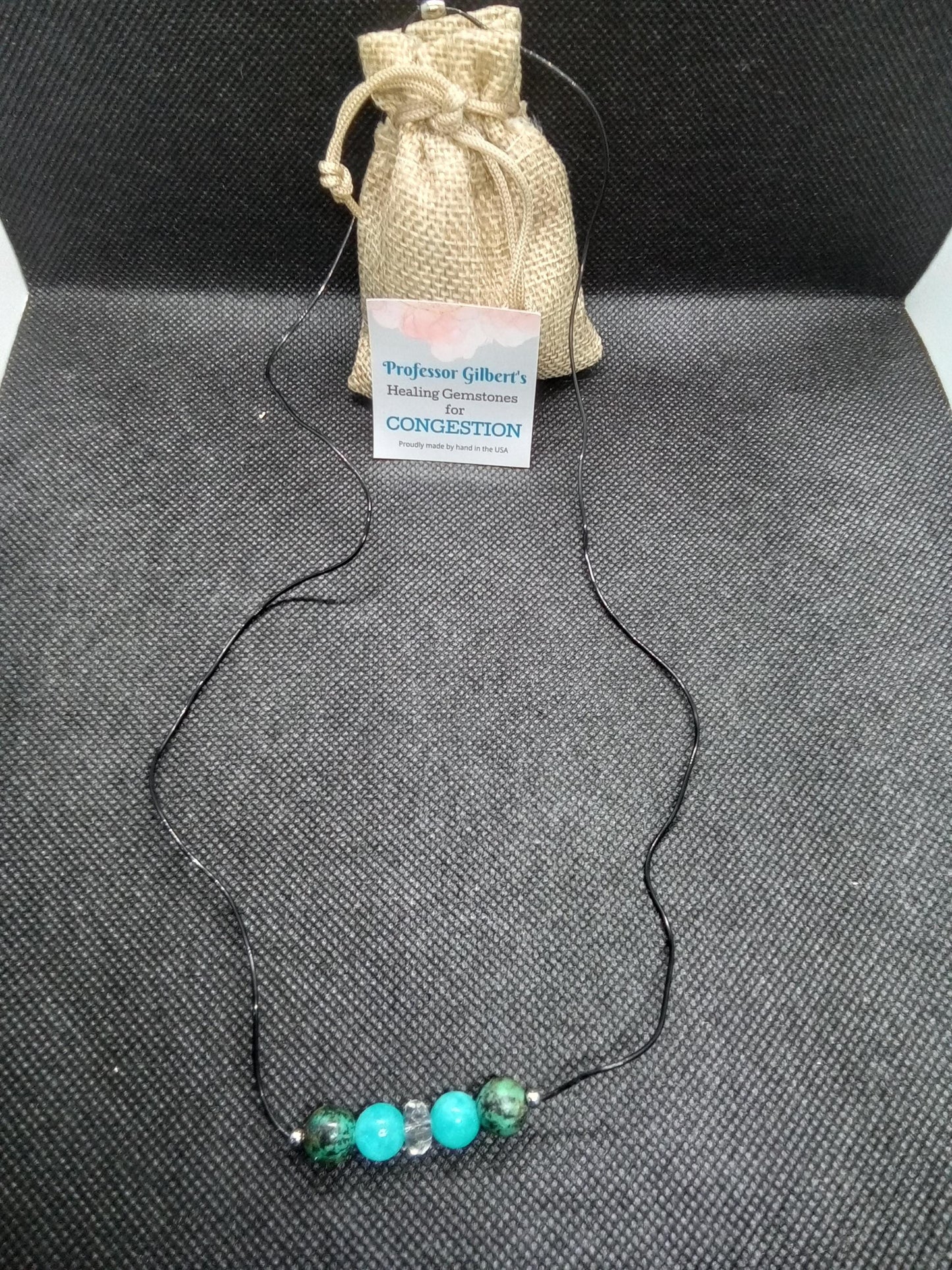 Professor Gilbert's Healing Gemstones for CONGESTION! Therapeutic Gems Necklace that Really WORKS! Practical & Easy to Use and Wear!