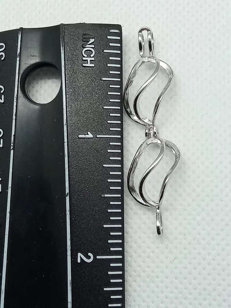 Sterling Silver Gemstone Cage Pendant • Classic Twist • Fits 10mm Gem • Interchangeable Necklace • White Gold Plated