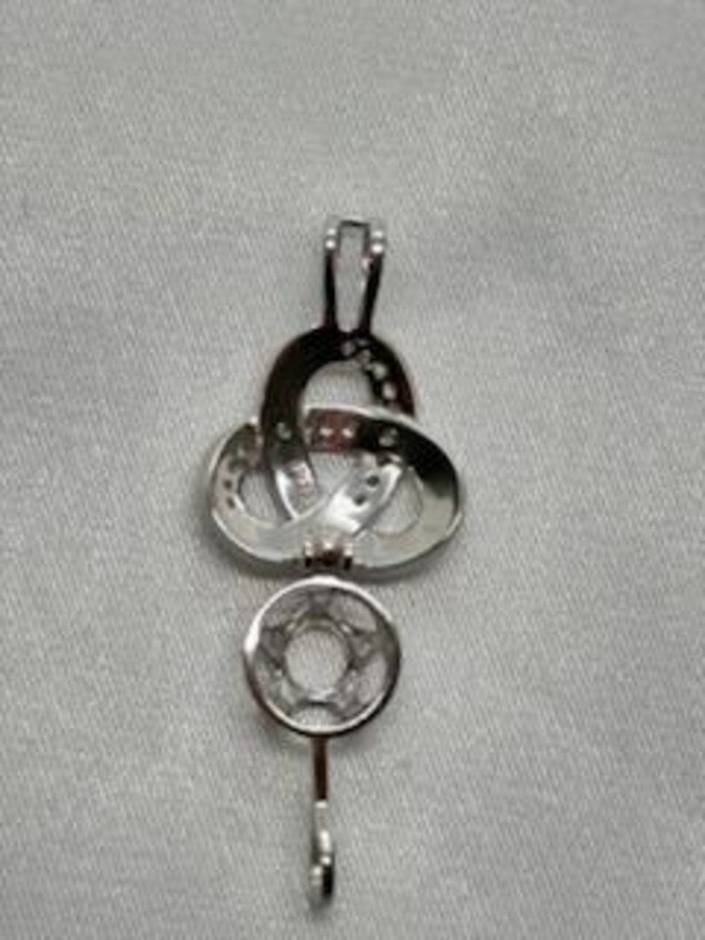 Sterling Silver Gemstone Cage Pendant • Triple Knot • Fits 8mm Gem • Interchangeable Necklace • White Gold Plated