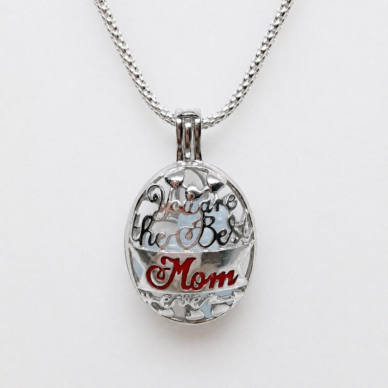 Sterling Silver Best Mom Ever Gem Cage Pendant Necklace • 925 Silver Birthstone Cage • Mother's Day Gift for Mom • Keepsake Jewelry