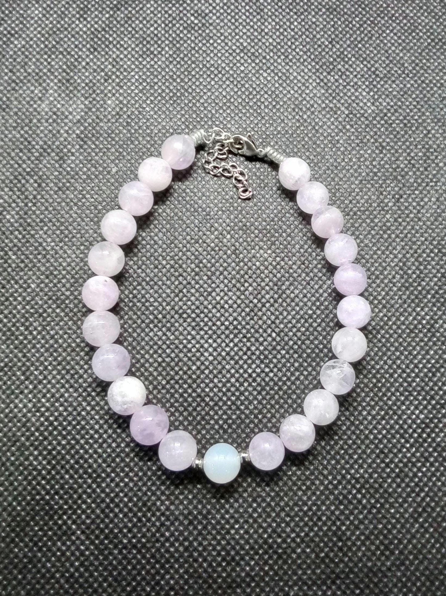 Anxiety Banger Bracelet / Anklet • Lavender Quartz + White Chalcedony • Calming Gemstone Jewelry • Adjustable Lobster Clasp • Formula GB-402