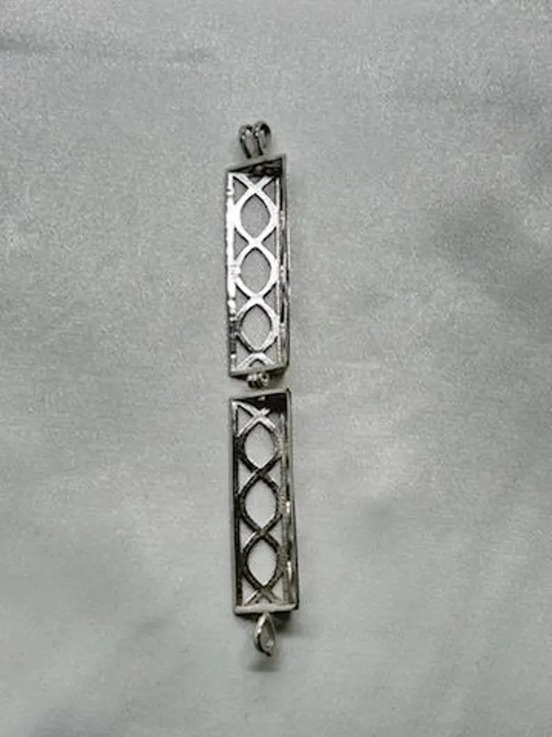Sterling Silver Gemstone Cage Pendant • Heavy Lantern • Fits 8mm (or 5 pcs 6mm) Gem • White Gold Plated