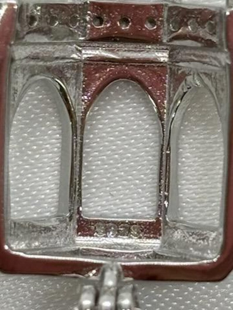 Sterling Silver Gemstone Cage Pendant • Rotunda Design • Fits 8mm Gem (or 2 pcs 6mm) • White Gold Plated