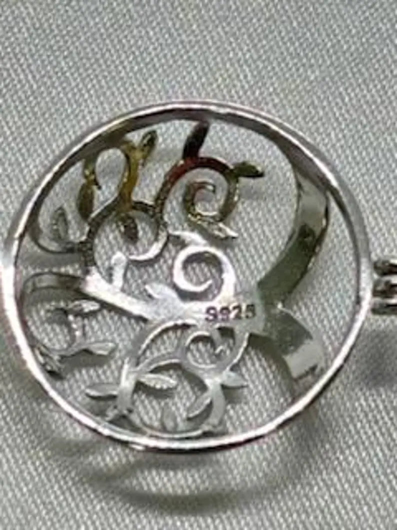 Sterling Silver Gemstone Cage Pendant • Blossoming Tree • Fits 8mm Gem • White Gold Plated