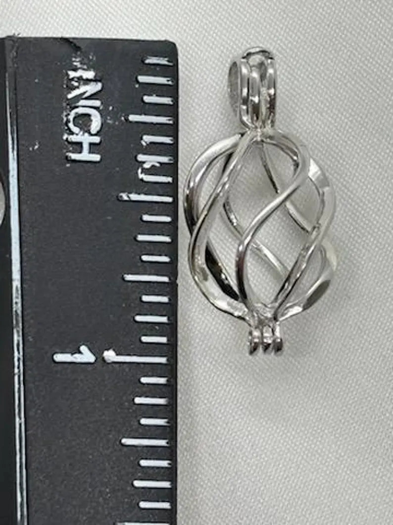 Sterling Silver Gemstone Cage Pendant • Classic Twist • Fits 10mm Gem • Interchangeable Necklace • White Gold Plated