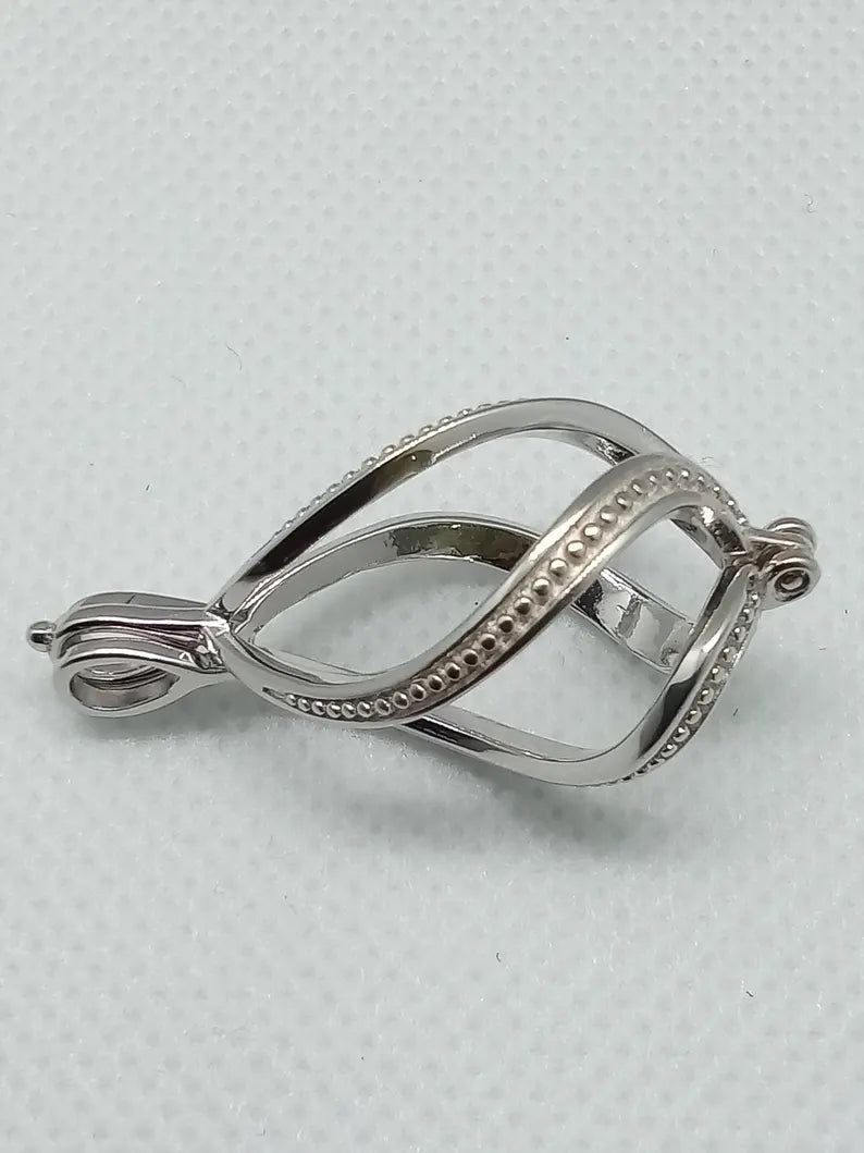 Sterling Silver Gemstone Cage Pendant • Large Twist Design • Interchangeable Necklace • Fits 14mm Gem • Yellow Gold Plated