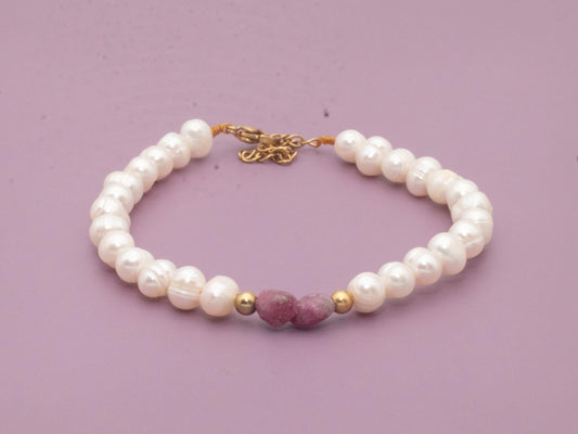 Be Fruitful & Multiply Bracelet/ Anklet • Sea Pearls + Rubellite • For Females to Conceive Healthily • Adjustable Closure • Therapeutic Gems