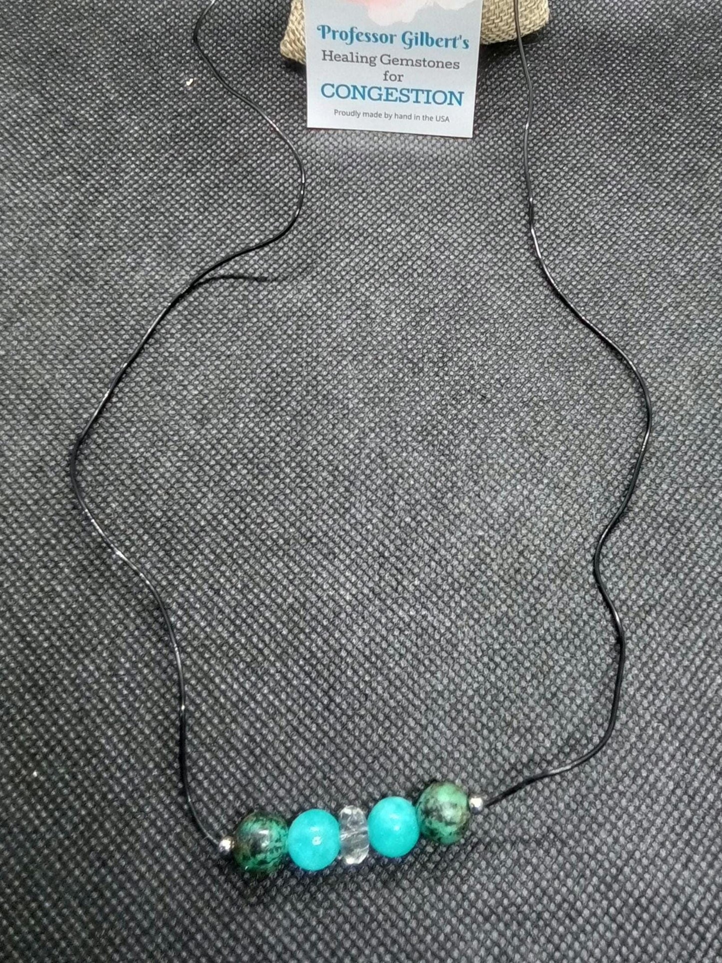 Professor Gilbert's Healing Gemstones for CONGESTION! Therapeutic Gems Necklace that Really WORKS! Practical & Easy to Use and Wear!