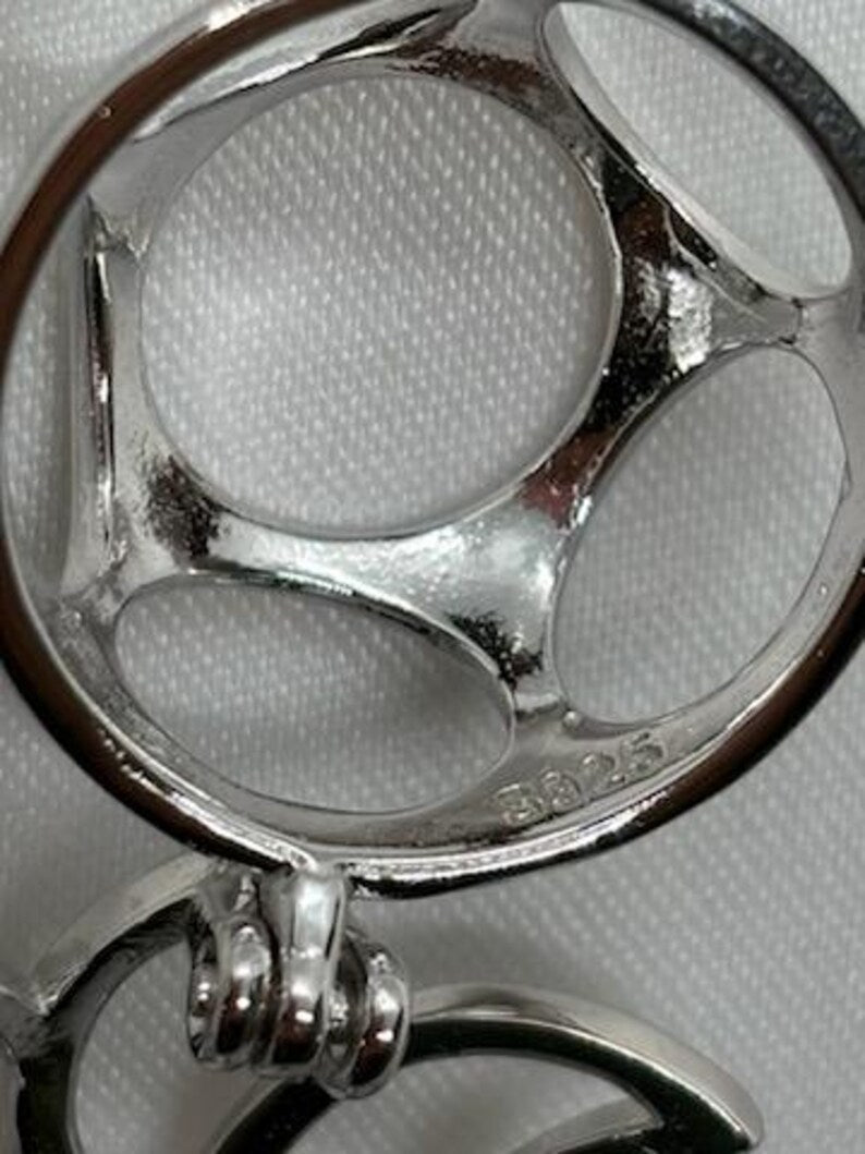 Sterling Silver Gemstone Cage Pendant • Large Sunflower Design • Fits 14mm Gem • White Gold Plated
