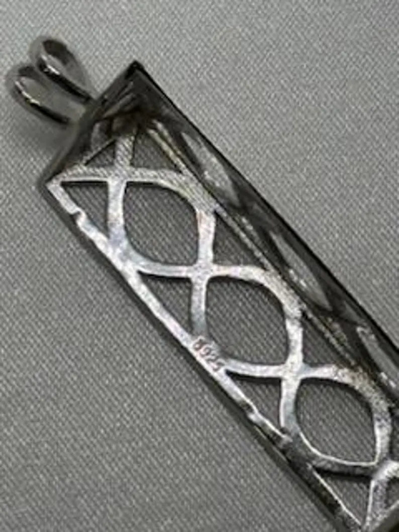 Sterling Silver Gemstone Cage Pendant • Heavy Lantern • Fits 8mm (or 5 pcs 6mm) Gem • White Gold Plated