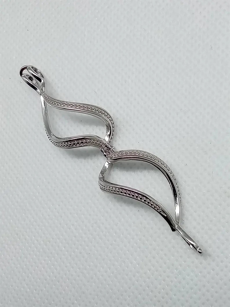 Sterling Silver Gemstone Cage Pendant • Large Twist Design • Interchangeable Necklace • Fits 14mm Gem • Yellow Gold Plated